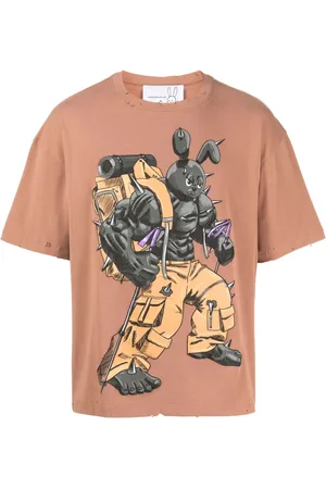Natasha Zinko Camping bunny T-shirt med slitageeffekt