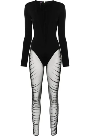 MAISON CLOSE Catsuit med mesh-paneler og illusion-hals