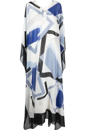 Halston Heritage Draperet maxi-kjole med chevron-mønster