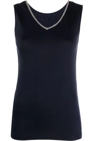 Fabiana Filippi Tanktop med perleudsmykning med V-hals