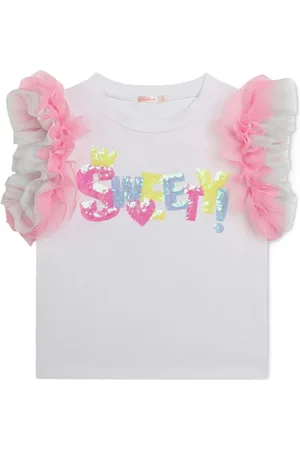 Billieblush T-shirt med pailletudsmykning og frynset ærme