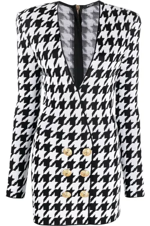 Balmain Houndstooth-ternet kjole