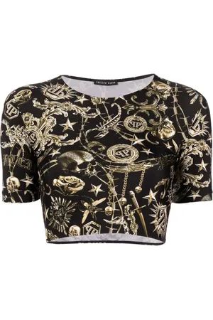 Philipp Plein Cropped T-shirt med grafisk tryk