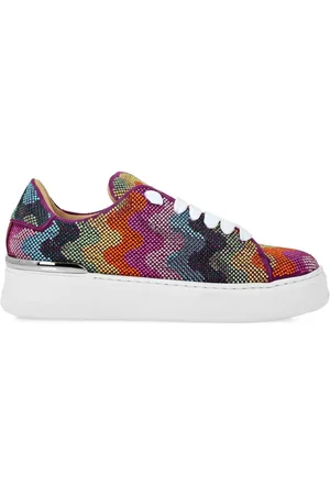 Philipp Plein Crystal Waves Rainbow sneakers i ruskind