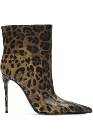 Dolce & Gabbana 105 mm læderstøvler med leopardtryk