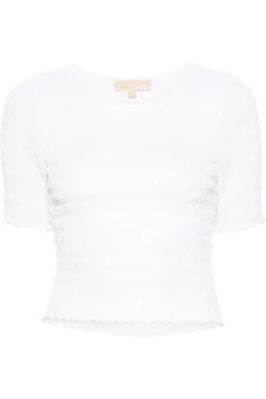 Michael Kors T-shirt med flæsekant og smock-syninger