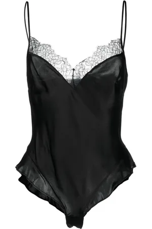 MAISON CLOSE Body i silke med blondedetalje