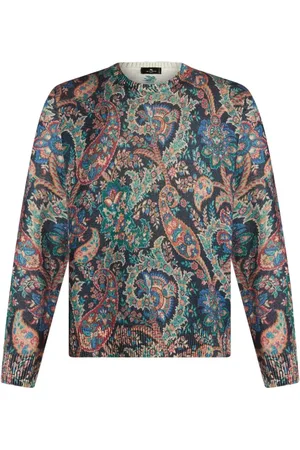 Etro Intarsiastrikket blomstret trøje