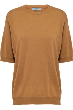 Prada Strikket top i kashmir med trekantet logo