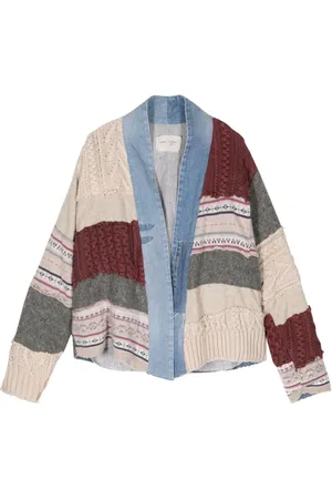 GREG LAUREN Patchwork-cardigan med denimkant
