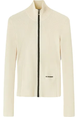 Jil Sander Ribstrikket cardigan med broderet logo
