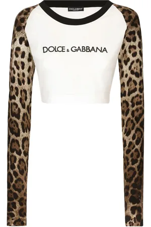 Dolce & Gabbana Cropped T-shirt med leopardtryk