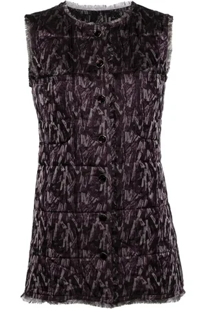 CHANEL Quiltet vest i silke med abstrakt tryk fra 00
