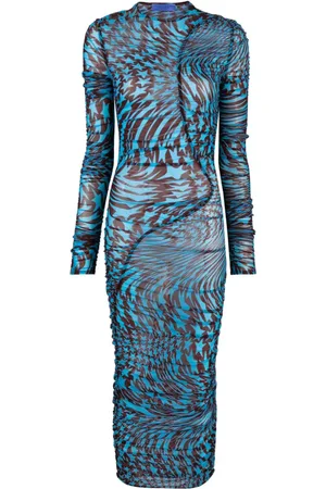 MUGLER Midi kjole i mesh med stjernetryk