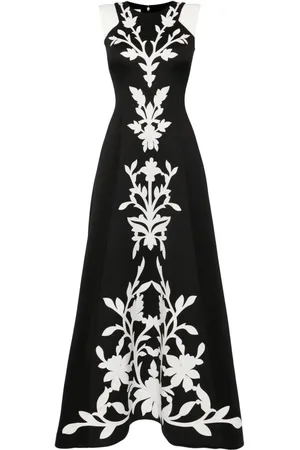 Saiid Kobeisy Kjole i neopren med blomstret broderi