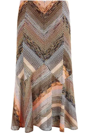 Missoni Mellemlang nederdel i lamé med patchwork-effekt og svaj
