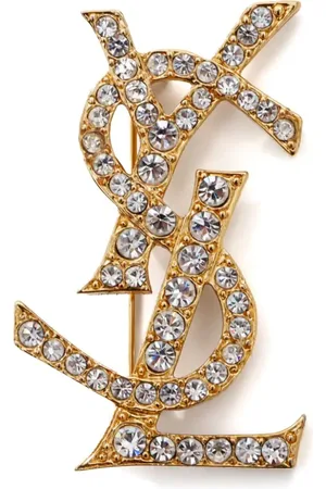 Saint Laurent YSL-broche med rhinstenudsmykning
