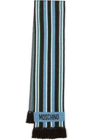 Moschino Stribet intarsiastrikket tørklæde med logo