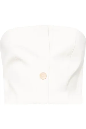 Rokh Cropped top i ribstrik med knapudsmykning