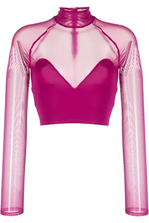 FLEUR DU MAL Cropped top med høj hals og mesh