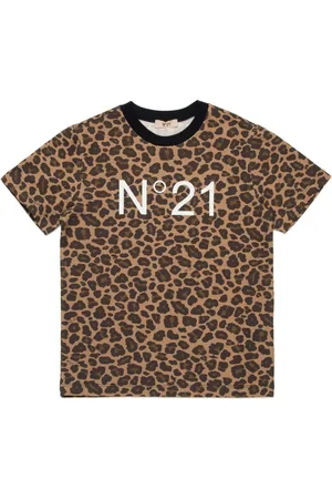 Nº21 Kortærmet leopardmønstret T-shirt