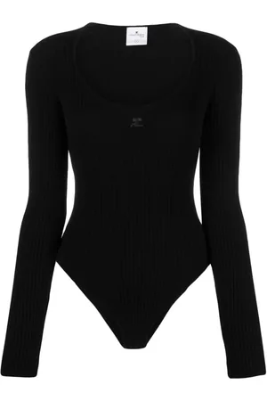 Courrèges Ribstrikket bodysuit med broderet logo