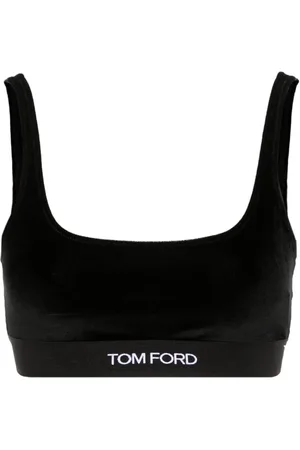 Tom Ford Bralette-top i velour med jacquard-logo