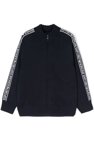 Emporio Armani Sweater med logo-intarsia og lynlås