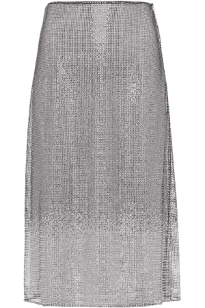 Prada Midi nederdel i mesh med rhinstenudsmykning