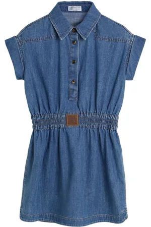 Brunello Cucinelli Denimkjole med samlede detaljer