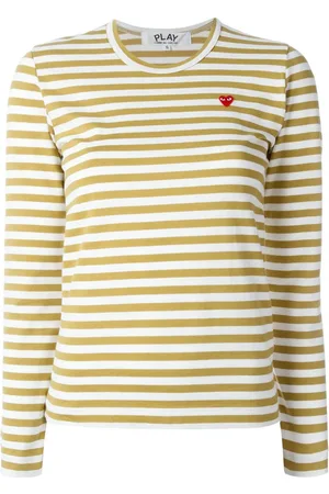 Comme des Garçons Stribet top med hjerte-mærke