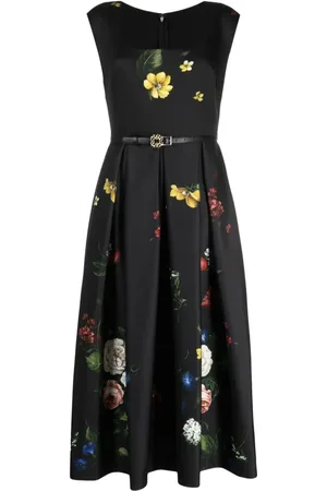 Elie saab Blomstret silkekjole med A-snit