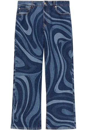 Puccini Jeans med lige ben og Marmo-tryk
