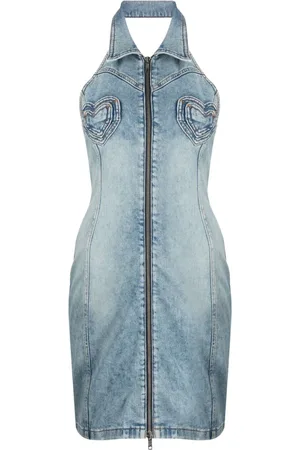 Moschino Kort denimkjole med hjertepaneler