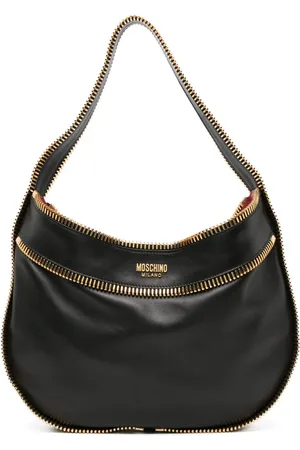 Moschino Skuldertaske i læder med lynlåsdetalje