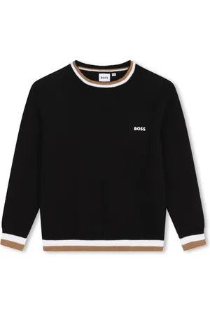 HUGO BOSS Trøje med logotryk og stribedetalje