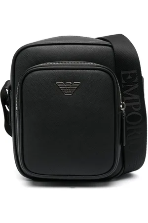 Emporio Armani Messenger-taske i læder med logoplade