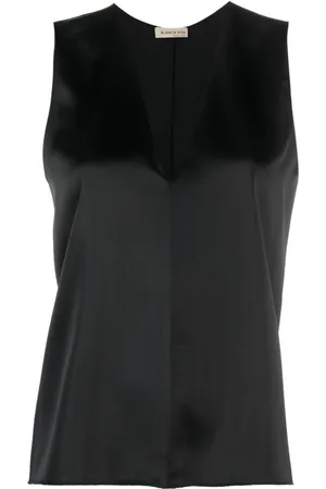 BLANCA Tanktop i satin med V-hals