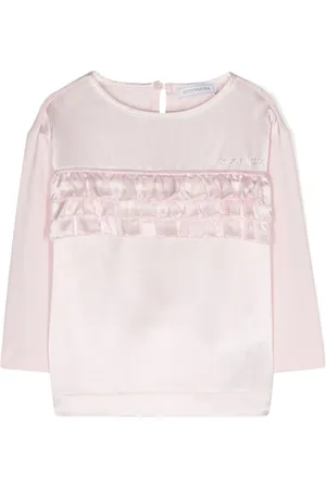 MONNALISA T-shirt med rhinstenudsmykning og flæsedetalje
