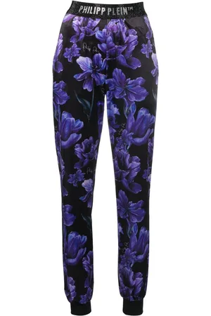 Philipp Plein Joggingbukser med logoapplikation og blomstertryk