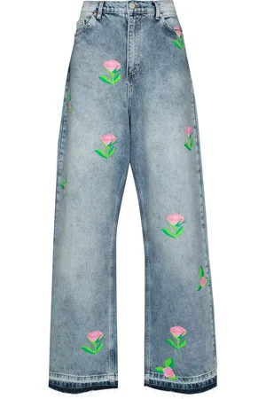 Natasha Zinko Jeans med brede ben og rosetryk