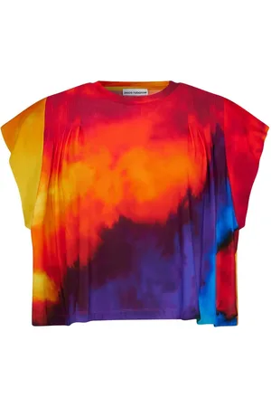Paco rabanne T-shirt med rund hals og batiktryk