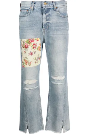 B SIDES Cropped jeans med slitageeffekt