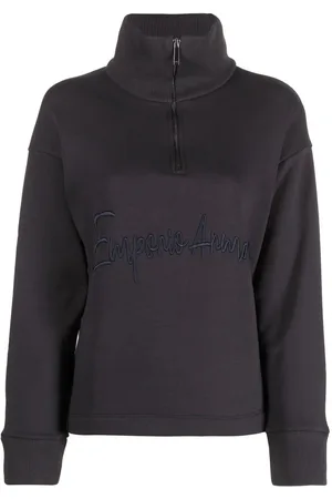 Emporio Armani Sweatshirt med broderet logo og kvart lynlås