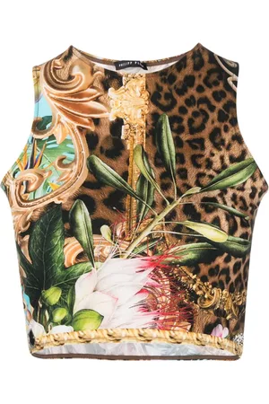 Philipp Plein Cropped top med barok-blomster