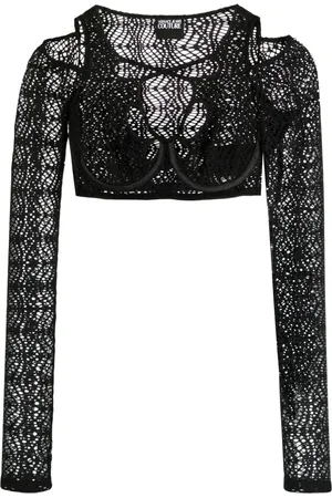VERSACE Cropped top i mesh-blonde