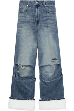 We11 Done Jeans med lige ben og slitageeffekt