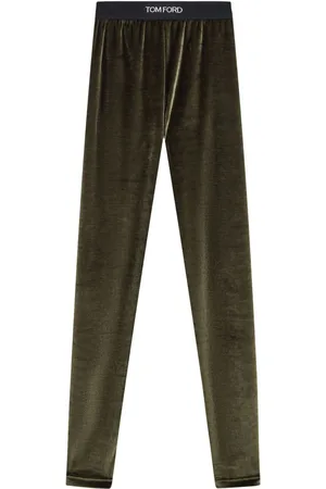 Tom Ford Leggings i velour med logobånd i taljen
