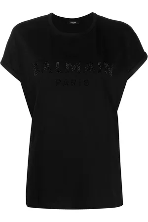 Balmain T-shirt med rhinsten-logo