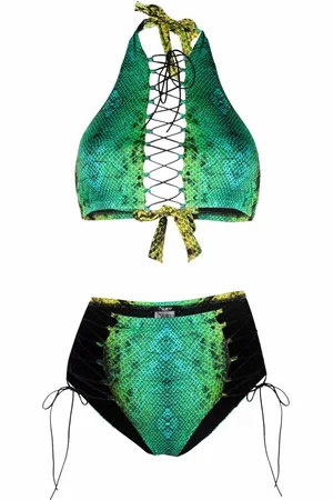 Noire Swimwear Bikini med slangetryk og flæsestrop